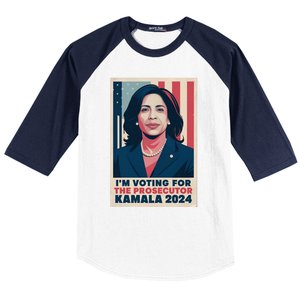 Im Voting For The Prosecutor Kamala 2024 Usa Flag Background Baseball Sleeve Shirt