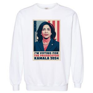 Im Voting For The Prosecutor Kamala 2024 Usa Flag Background Garment-Dyed Sweatshirt