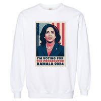 Im Voting For The Prosecutor Kamala 2024 Usa Flag Background Garment-Dyed Sweatshirt