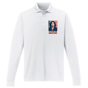 Im Voting For The Prosecutor Kamala 2024 Usa Flag Background Performance Long Sleeve Polo