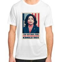 Im Voting For The Prosecutor Kamala 2024 Usa Flag Background Adult ChromaSoft Performance T-Shirt