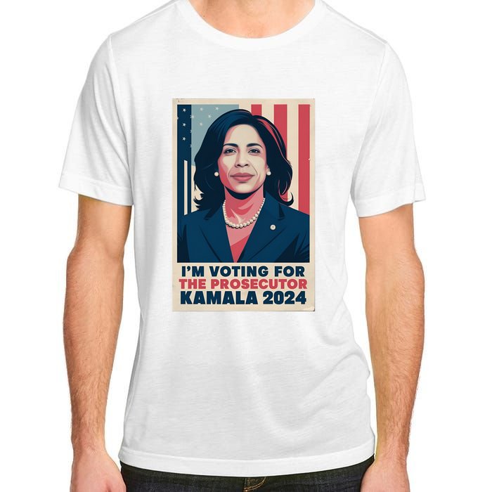 Im Voting For The Prosecutor Kamala 2024 Usa Flag Background Adult ChromaSoft Performance T-Shirt