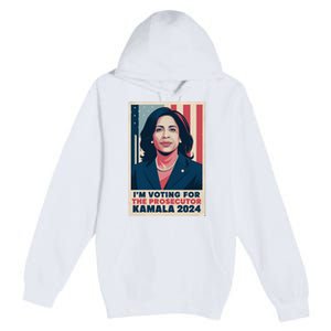 Im Voting For The Prosecutor Kamala 2024 Usa Flag Background Premium Pullover Hoodie