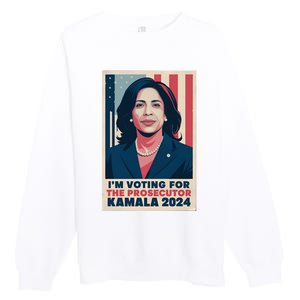 Im Voting For The Prosecutor Kamala 2024 Usa Flag Background Premium Crewneck Sweatshirt