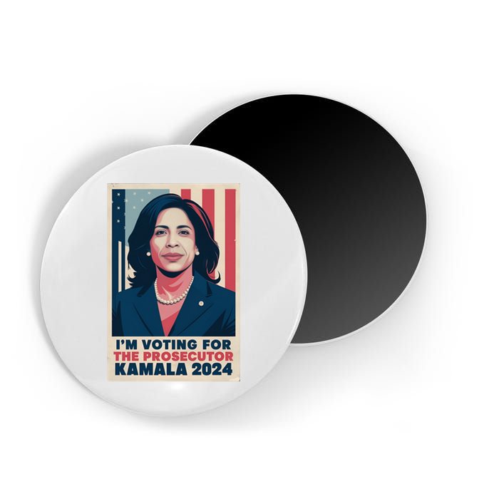 Im Voting For The Prosecutor Kamala 2024 Usa Flag Background Magnet