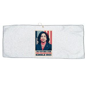 Im Voting For The Prosecutor Kamala 2024 Usa Flag Background Large Microfiber Waffle Golf Towel