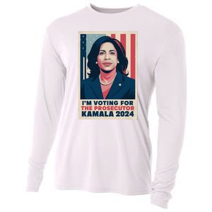 Im Voting For The Prosecutor Kamala 2024 Usa Flag Background Cooling Performance Long Sleeve Crew