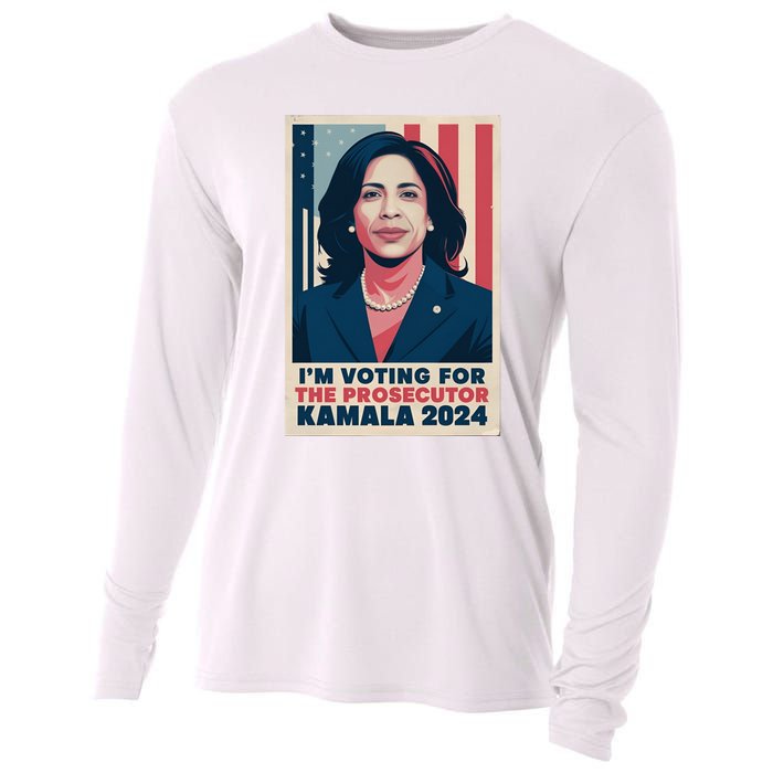 Im Voting For The Prosecutor Kamala 2024 Usa Flag Background Cooling Performance Long Sleeve Crew