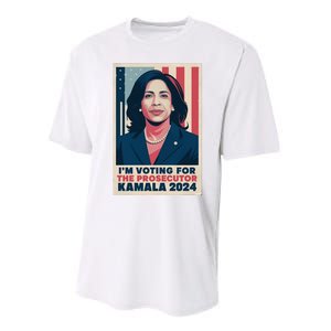 Im Voting For The Prosecutor Kamala 2024 Usa Flag Background Performance Sprint T-Shirt