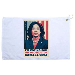 Im Voting For The Prosecutor Kamala 2024 Usa Flag Background Grommeted Golf Towel