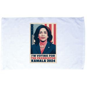 Im Voting For The Prosecutor Kamala 2024 Usa Flag Background Microfiber Hand Towel