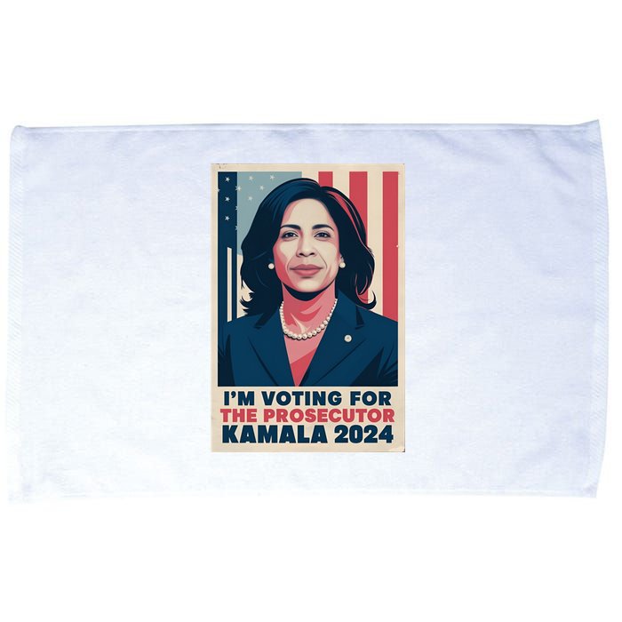 Im Voting For The Prosecutor Kamala 2024 Usa Flag Background Microfiber Hand Towel