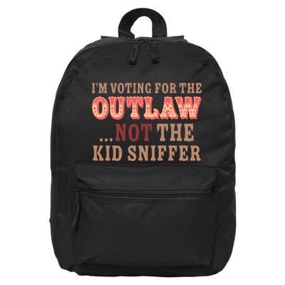 Im Voting For The Outlaw Not The Sniffer Funny Political 16 in Basic Backpack