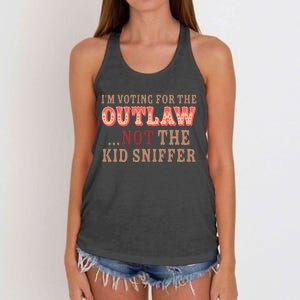 Im Voting For The Outlaw Not The Sniffer Funny Political Women's Knotted Racerback Tank