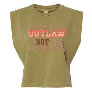 Im Voting For The Outlaw Not The Sniffer Funny Political Garment-Dyed Women's Muscle Tee