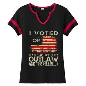 I Voted For The Outlaw And The Hillbilly 2024 Trump Victory Ladies Halftime Notch Neck Tee