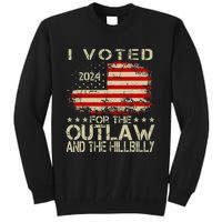 I Voted For The Outlaw And The Hillbilly 2024 Trump Victory Tall Sweatshirt