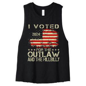 I Voted For The Outlaw And The Hillbilly 2024 Trump Victory Women's Racerback Cropped Tank