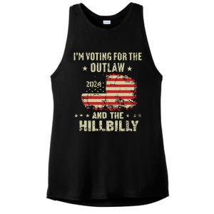 Im Voting For The Outlaw And The Hillbilly 2024 Us Flag Ladies PosiCharge Tri-Blend Wicking Tank