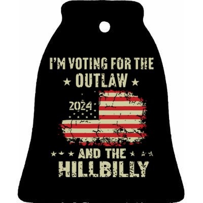 Im Voting For The Outlaw And The Hillbilly 2024 Us Flag Ceramic Bell Ornament