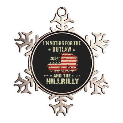 Im Voting For The Outlaw And The Hillbilly 2024 Us Flag Metallic Star Ornament