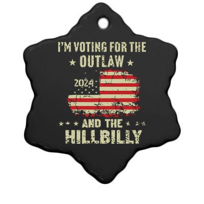 Im Voting For The Outlaw And The Hillbilly 2024 Us Flag Ceramic Star Ornament