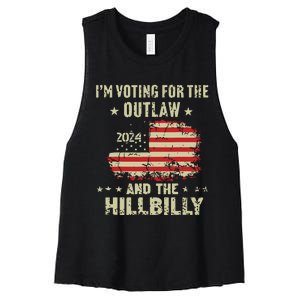 Im Voting For The Outlaw And The Hillbilly 2024 Us Flag Women's Racerback Cropped Tank