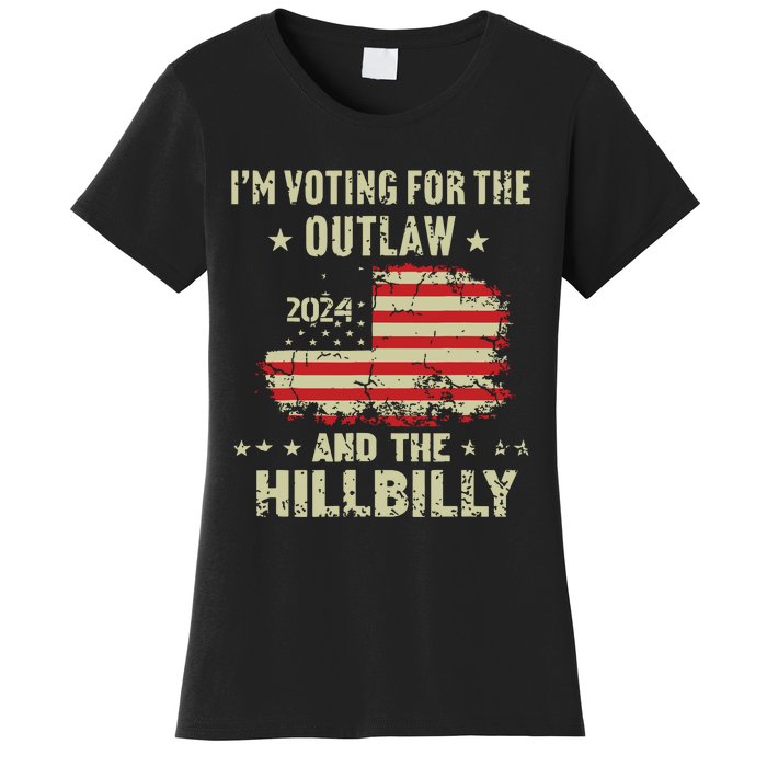 Im Voting For The Outlaw And The Hillbilly 2024 Us Flag Women's T-Shirt