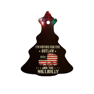 Im Voting For The Outlaw And The Hillbilly 2024 Us Flag Ceramic Tree Ornament