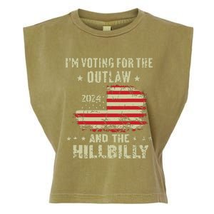 Im Voting For The Outlaw And The Hillbilly 2024 Us Flag Garment-Dyed Women's Muscle Tee