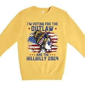 Im Voting For The Outlaw And The Hillbilly 2024 Us Flag Premium Crewneck Sweatshirt