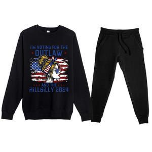 Im Voting For The Outlaw And The Hillbilly 2024 Us Flag Premium Crewneck Sweatsuit Set