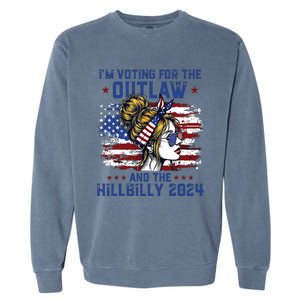 Im Voting For The Outlaw And The Hillbilly 2024 Us Flag Garment-Dyed Sweatshirt