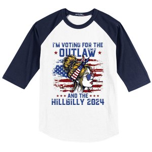 Im Voting For The Outlaw And The Hillbilly 2024 Us Flag Baseball Sleeve Shirt