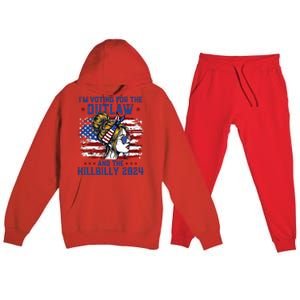 Im Voting For The Outlaw And The Hillbilly 2024 Us Flag Premium Hooded Sweatsuit Set