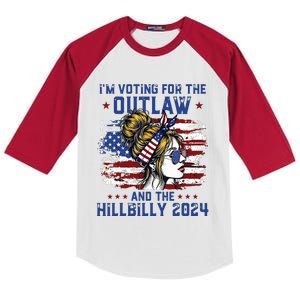 Im Voting For The Outlaw And The Hillbilly 2024 Us Flag Kids Colorblock Raglan Jersey