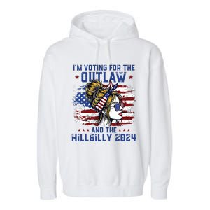 Im Voting For The Outlaw And The Hillbilly 2024 Us Flag Garment-Dyed Fleece Hoodie