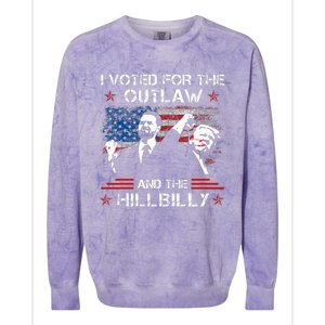 I Voted For The Outlaw And The Hillbilly Trump Vance 2024 Colorblast Crewneck Sweatshirt