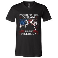 I Voted For The Outlaw And The Hillbilly Trump Vance 2024 V-Neck T-Shirt