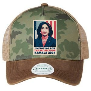 Im Voting For The Prosecutor Kamala 2024 Usa Flag Background Legacy Tie Dye Trucker Hat