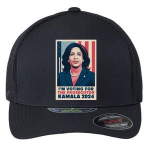 Im Voting For The Prosecutor Kamala 2024 Usa Flag Background Flexfit Unipanel Trucker Cap