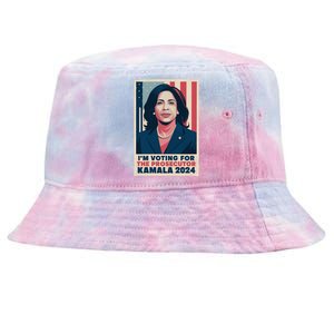 Im Voting For The Prosecutor Kamala 2024 Usa Flag Background Tie-Dyed Bucket Hat