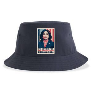 Im Voting For The Prosecutor Kamala 2024 Usa Flag Background Sustainable Bucket Hat