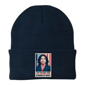 Im Voting For The Prosecutor Kamala 2024 Usa Flag Background Knit Cap Winter Beanie