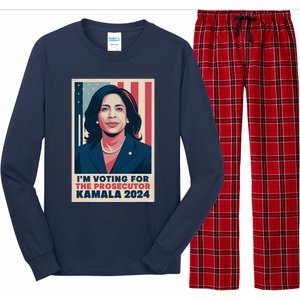 Im Voting For The Prosecutor Kamala 2024 Usa Flag Background Long Sleeve Pajama Set