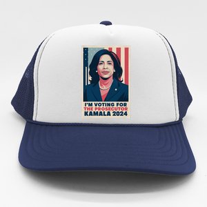 Im Voting For The Prosecutor Kamala 2024 Usa Flag Background Trucker Hat