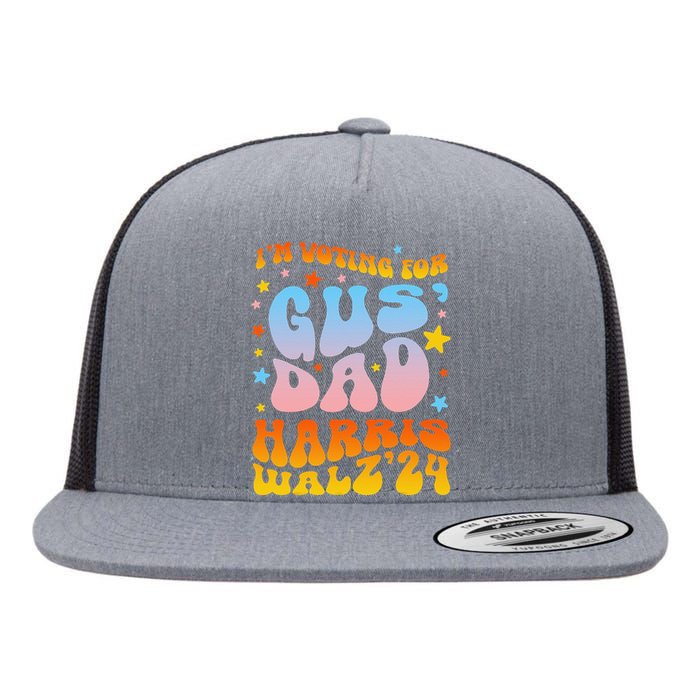 IM Voting For Gus Dad Vote Harris Walz 2024 Boho Women Gift Flat Bill Trucker Hat