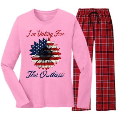 IM Voting For The Outlaw Women's Long Sleeve Flannel Pajama Set 