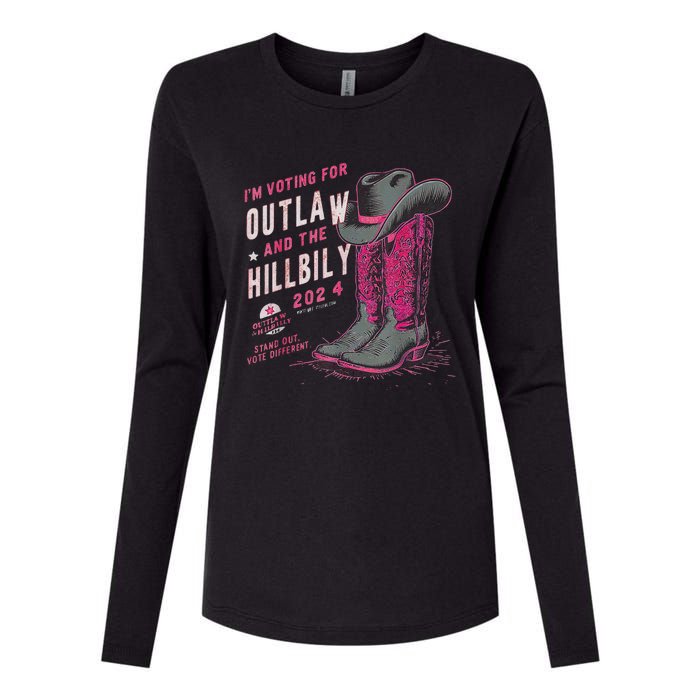 IM Voting For The Outlaw And The Hillbilly 2024 Retro Womens Cotton Relaxed Long Sleeve T-Shirt