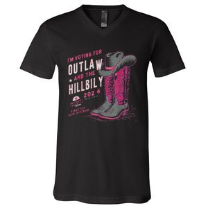 IM Voting For The Outlaw And The Hillbilly 2024 Retro V-Neck T-Shirt